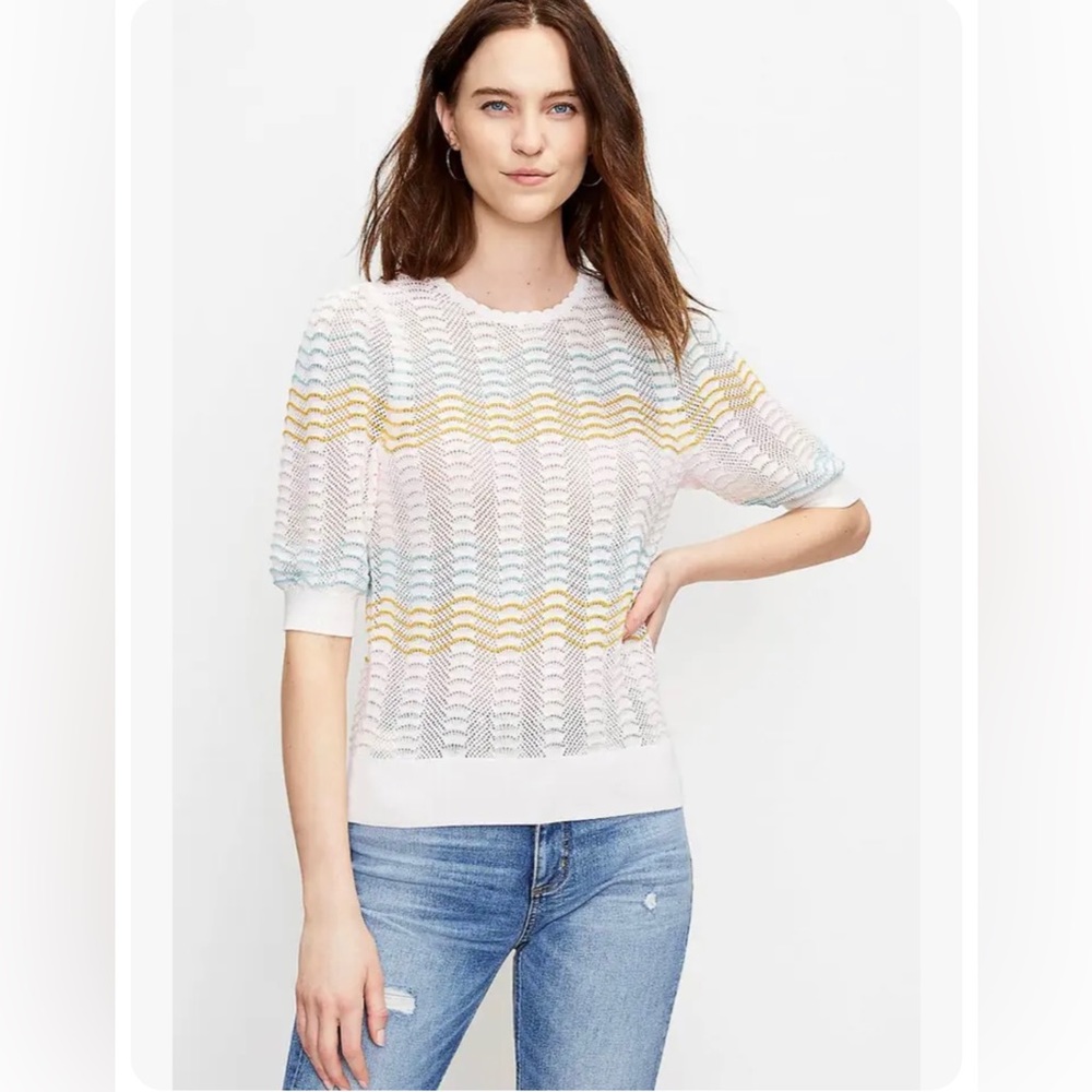 LOFT Multicolor Striped Knit Top